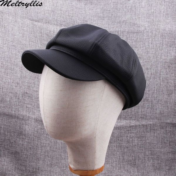 

meltryllis] autumn winter solid plain octagonal newsboy cap men ladies casual hat fashion painter leather cap beret, Blue;gray