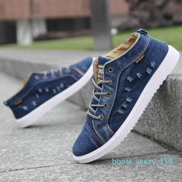 

fashion denim man canvas shoes men shoes casual high sneakers 2019 summer breathable plimsolls male footwear men flats 35b, Black