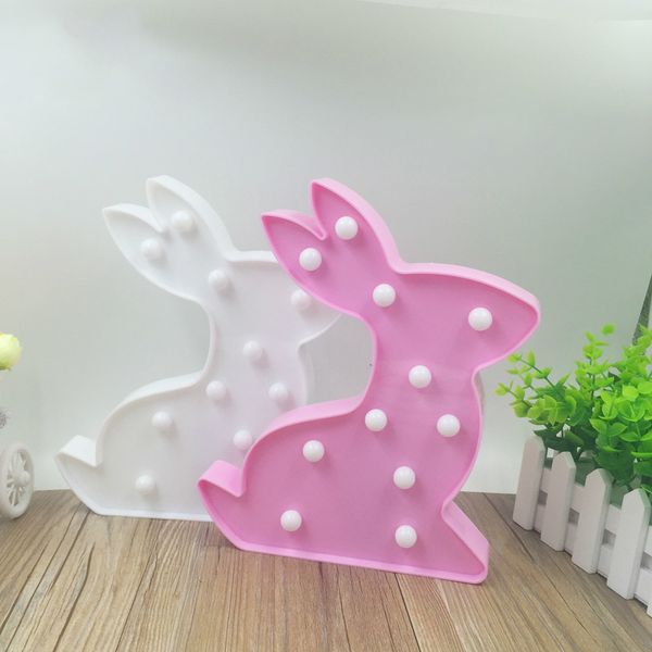 

lovely 3d rabbit led lamp marquee white pink table desk night lights creative gift for friend children holiday home decoration