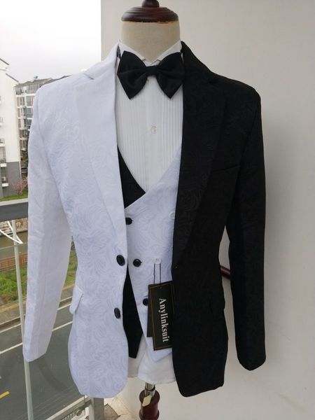 

new fashion double-sided color mens suit groom suit wedding suits for men slim fit groom tuxedos for man (jacket+pants+vest+tie) k969, Black;gray