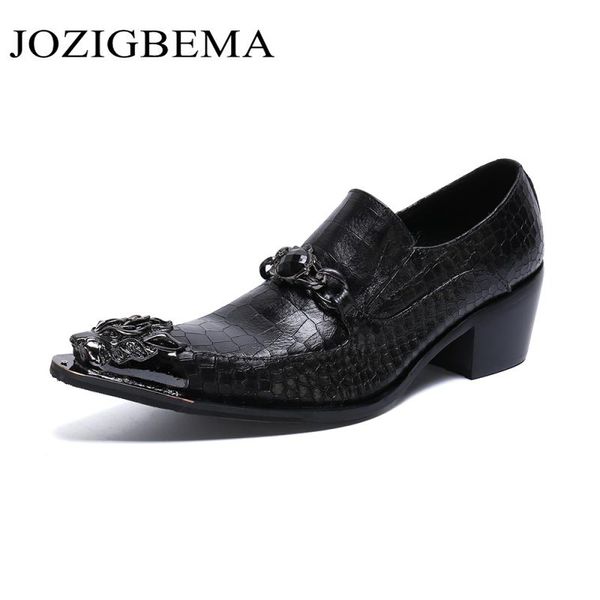 

genuine leather low heels men shoes pointed toe slip on men's dress shoes wedding men dance party, Black