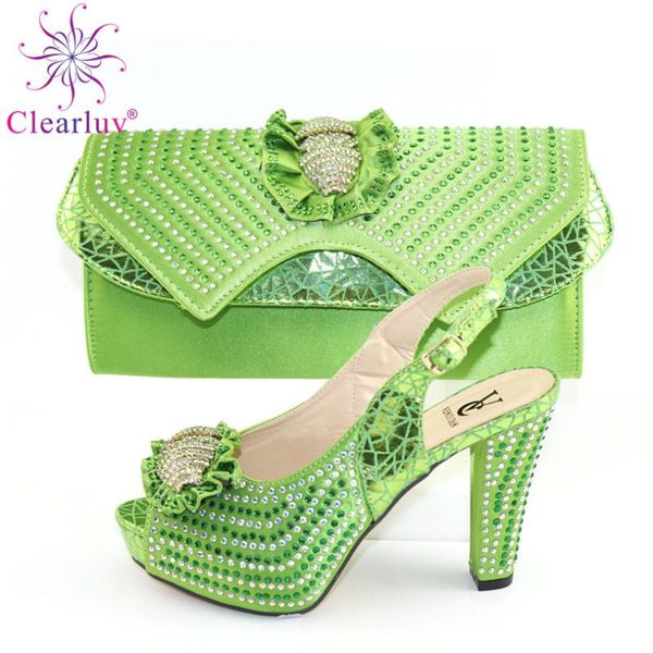 

итальянский стиль аппликация с rhinestone насосы обувь и сумка set новейшие моды женщина обувь и сумки набор для партии платье размер 38-43, Black
