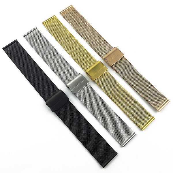 

watch accessories female 0.4 line 304 steel watch belt for milan stainless steel bracelet sports waterproof men band, Black;brown