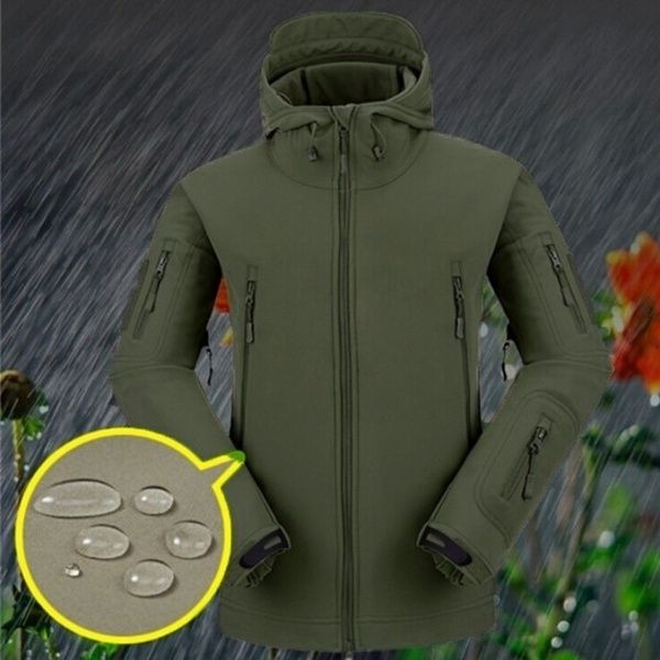 

stylish men s winter outdoor hunting camping waterproof army coat hoodie jacket outerwear 6 colors with nood, Black;brown