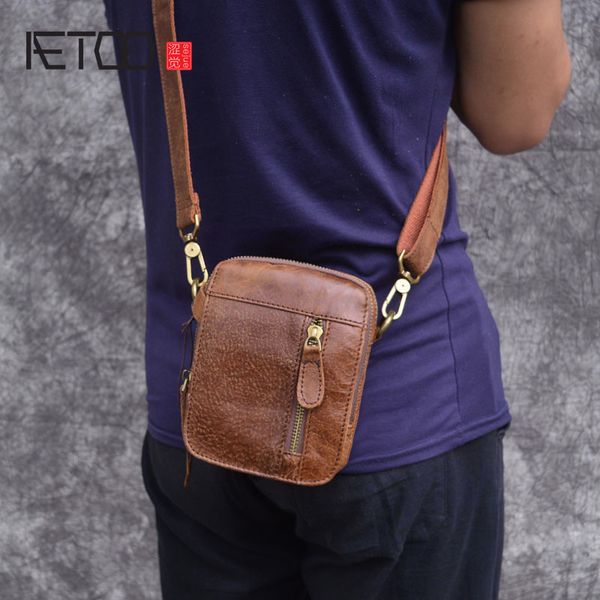 

aetoo casual flap men messenger bag cowhide leather small shoulder bag mini men's leather small men's