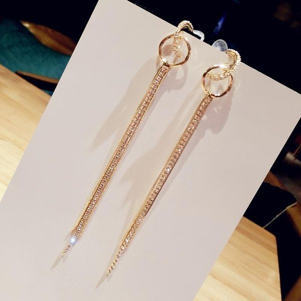 

2018 new 925 silver tassel earrings fashion korean version long crystal charm earrings for women wedding jewelry gifts