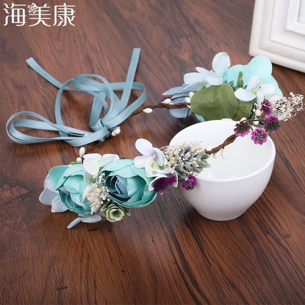 

haimeikang ladies adjustable flower crown beach wedding flower headbands wreath hairband women garland halo headwear