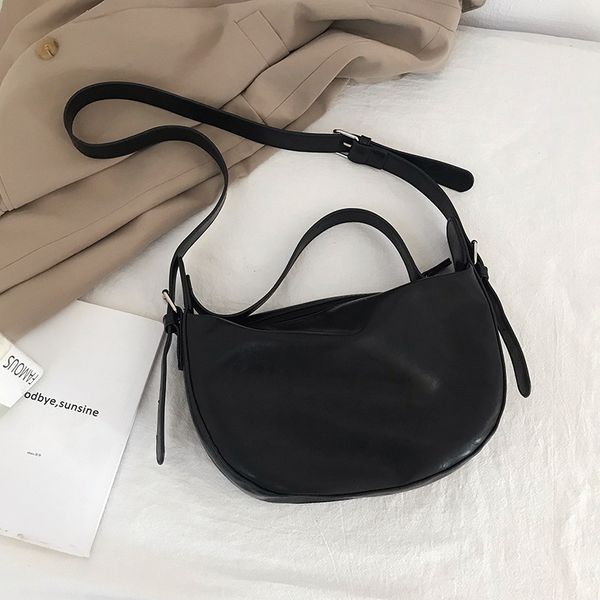 

bag textured shoulder versatile students 2019 autumn and winter new style ins dark of color high grade sense soft bag women's