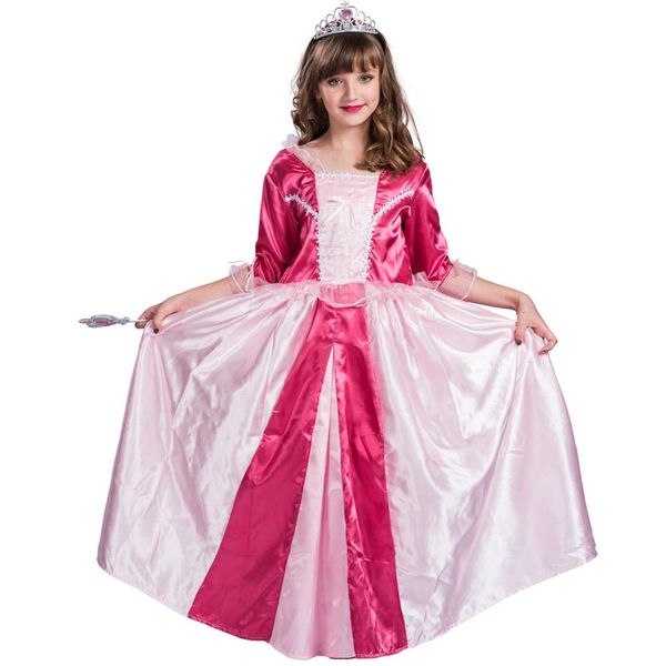 

halloween cosplay party costumes red lace princess cosplay dress birthday ball pink peach infanta dress with crown magic wand, Black;red
