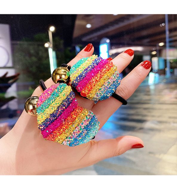 

60pcs/lot diy simple multi rainbow round hair band horsetail loving heart rubber band hair styling tools accessories ha1723, Brown