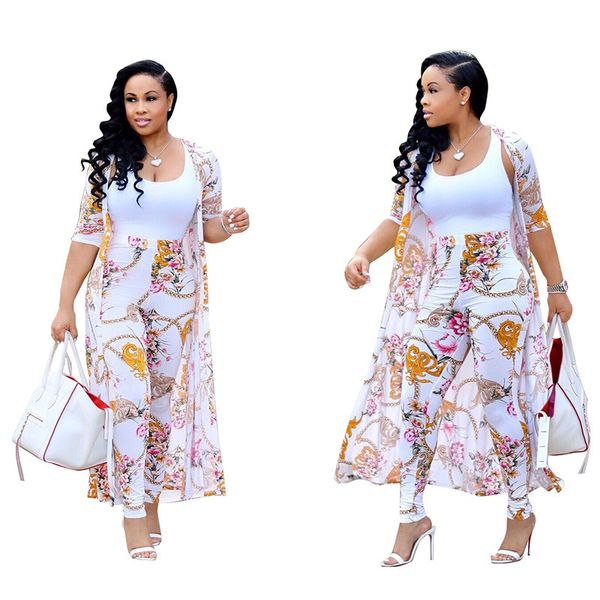 

summer 2 piece set women cardigan long trench and bodycon pant suit casual clothes boho two piece outfits 2020, White