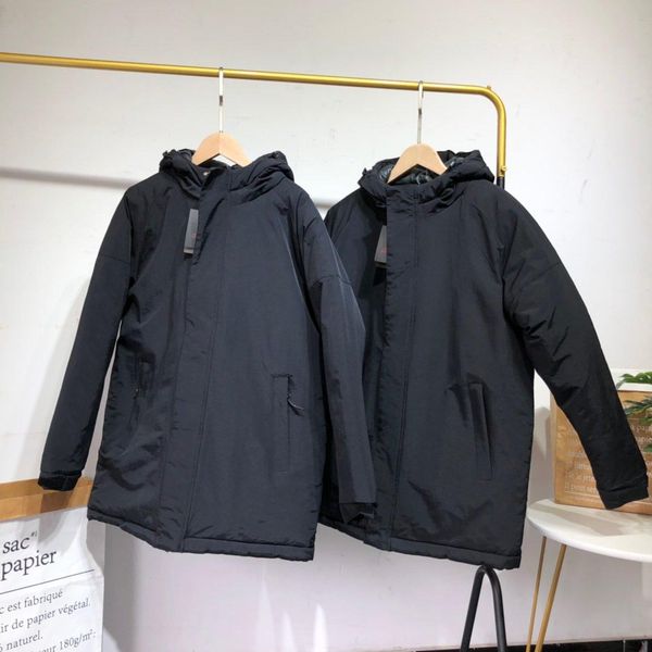 

мужчины дизайнер вниз parkas пальто мужская мода марка сплошной цвет письмо печатных ветрозащитный пальто мужская роскошь теплый вниз parkas, Black