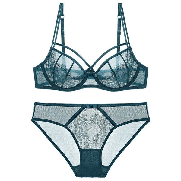 

sexy прозрачный бюстгальтер и трусики комплект зашнуровать strappy белье женское нижнее белье intimates underwire беспрокладочную eyelash la, Red;black
