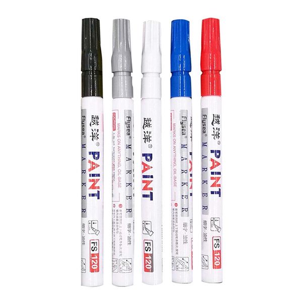 

5 colors waterproof car tyre tire tread cd metal permanent paint marker pen touch up graffiti pen sign in office stationery