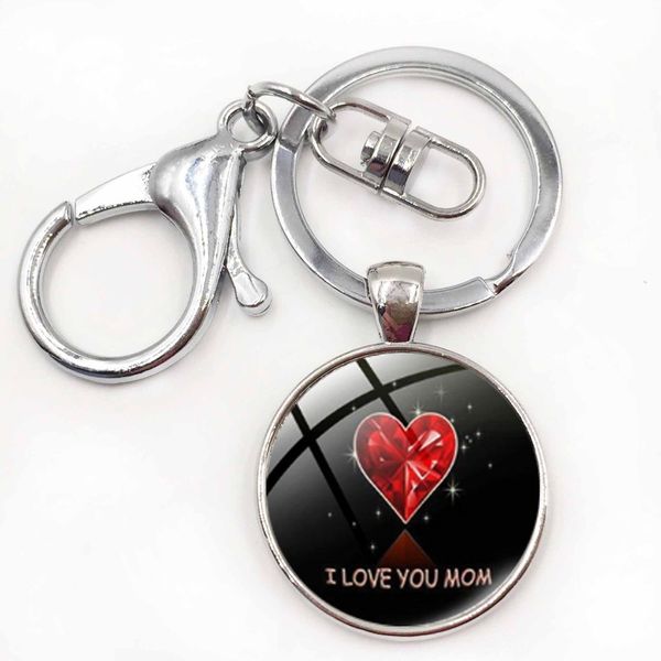 

i love mom metal keyring cartoon glass picture handcrafted silver plated pendant mother's day present charm car key chain