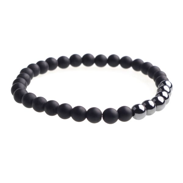 

handmade gemstone 6mm round aura bracelet 7-9 inches small and delicate, Black