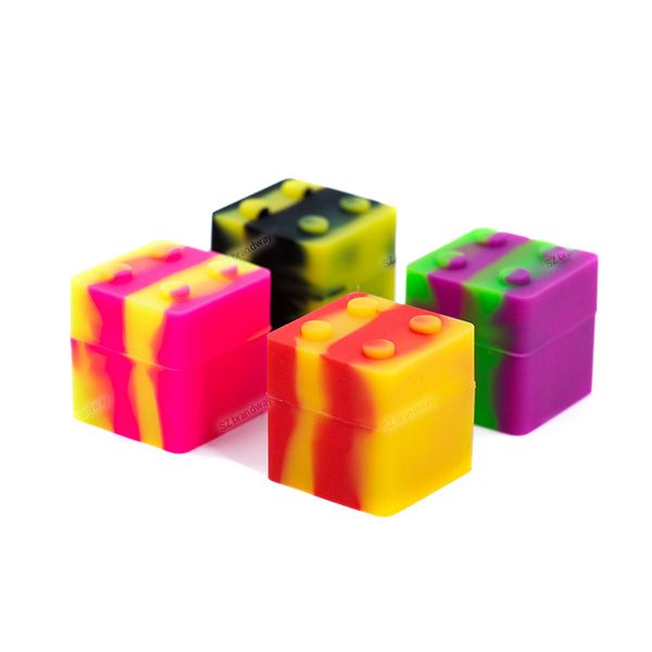 

9ml block shape dry herb food grade silicone nonstick wax containers jars dab tool storage jar oil holder for vaporizer