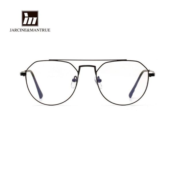 

double beam metal square glasses male retro large frame flat mirror female can be used as myopia decorative mirror, Black