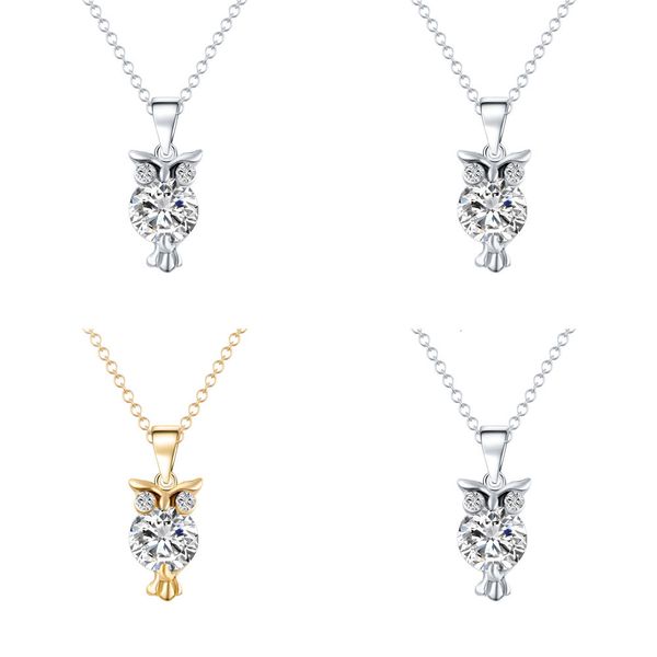 

concise joker necklace personality owl necklace animal pendeloque cut men gold plated pendants mens necklaces, Silver