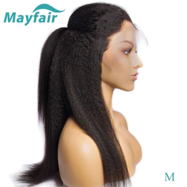 

lace wigs 13x4 kinky straight front wig glueless 150% peruvian remy human hair for black women pre plucked, Black;brown