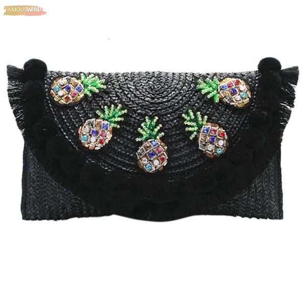 

beach bag straw clutch messenger bag envelope bag women floral lady day tassels pineapple summer crossbody bags