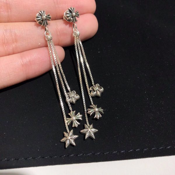 

popular fashion brand cross tassel designer earrings for lady design mens and womens party wedding lovers gift luxury hip hop jewelry, Golden;silver