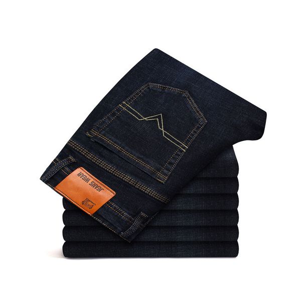 

2020 cholyl men jeans business casual straight slim fit blue black denim pants trousers classic direct young man cotton cowboys