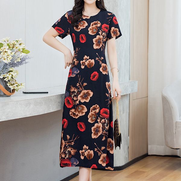 

casual dresses 26 colors women summer maxi dress 2021 floral print boho beach ladies long evening party sundress vestidos de festa, Black;gray