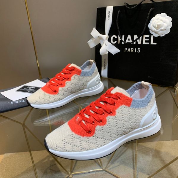 

2020 new r luxury women's shoes, fashionable knitted all-match platform casual sneakers, size 35-41 with original box