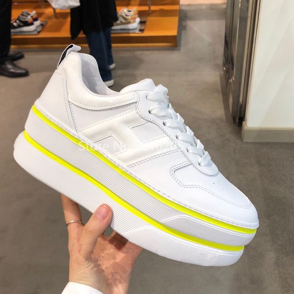 

zapatillas mujer 2019 new colors nylon green extend 6 cm high platforms lace up beautiful h sneakers for women soft leather y200424, Black