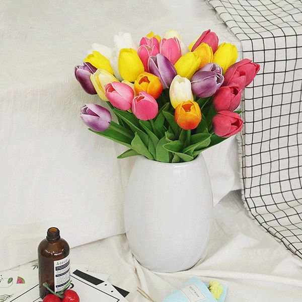 

1 bouquet plastic artificial tulip flower deskdecor for home garden wedding