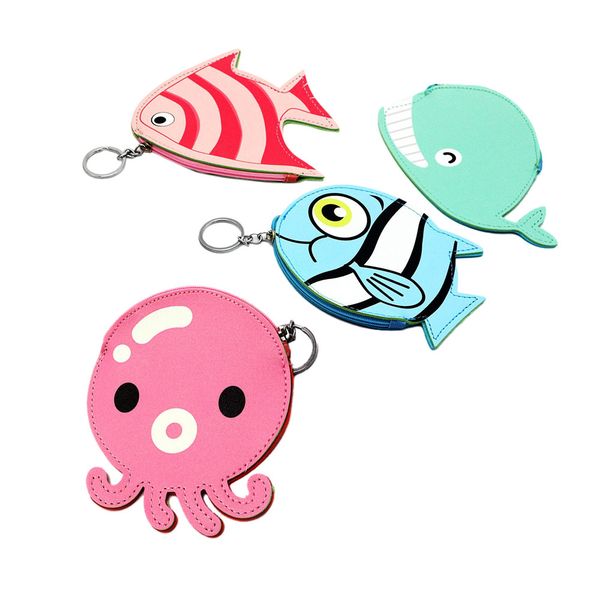 

women cute purse mini size wallet fashion sweety fish ocs shaped zipper purse kids coin pocket monederos para mujer, Red;black