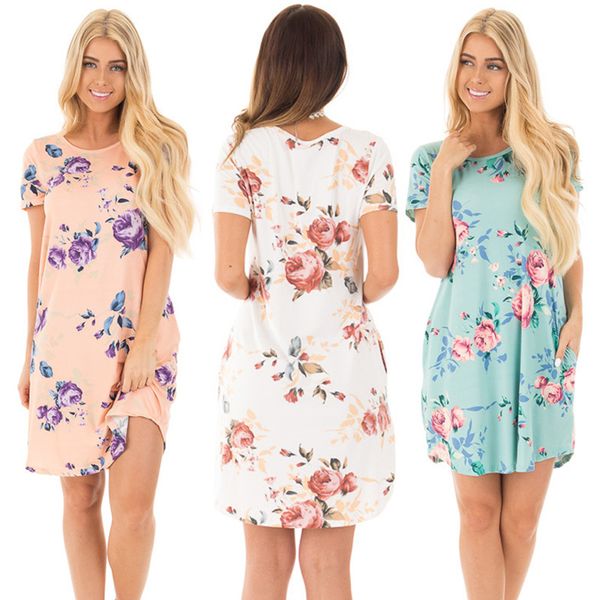 

backlakegirls summer women dress sweet o neck floral printed mini party dress lady beach dresses causal short sleeve vestido, White;black