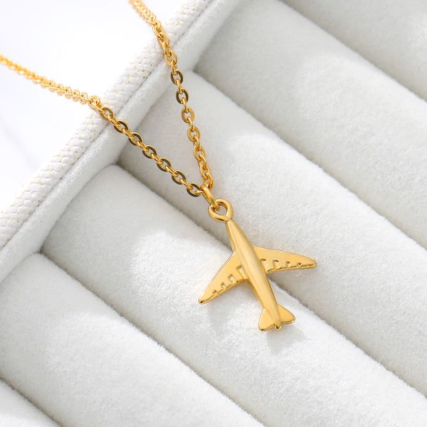 

stainless steel necklace air plane necklace for women men fashion gift aircraft chain handmade diy gift jewelry dropshipping, Silver