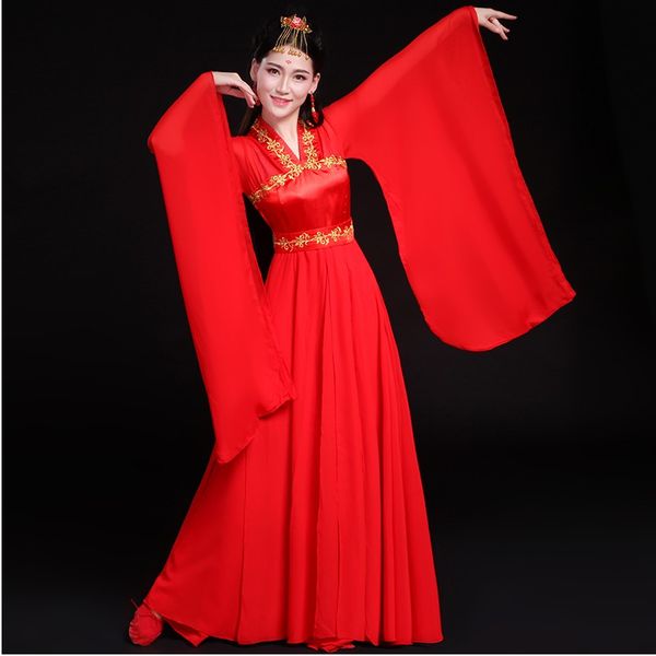 

national women hanfu costume ancient elegant red wedding dress film tv performance stage wear chinese style classical dance clothing, Black;red