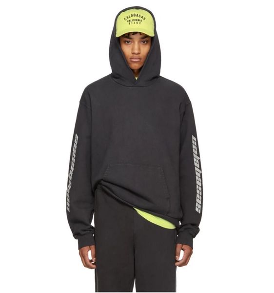 

oversize hooded hoodies season yee letter print high street mens hoodies women loose sweatshirts knaye west hoodies, Black