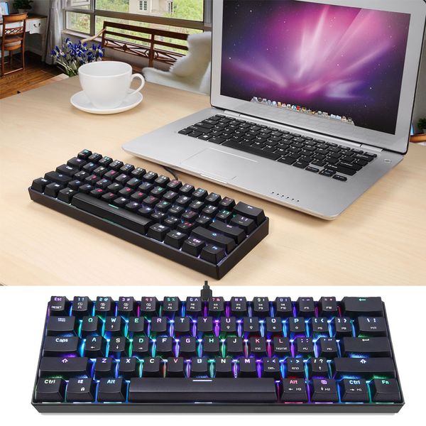 

Color Small Mechanical Keyboard 61 Keys For All Computer Laptops Illuminated Backlight Mechanical Keyboard