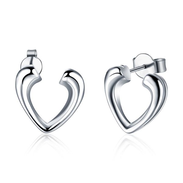 

heart-shaped silver simple stud earrings 925 silver stud earrings trend ladies simple, Golden;silver