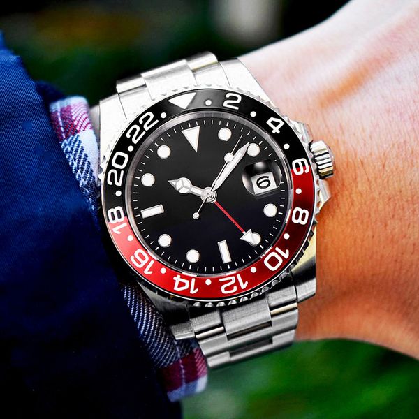 

2020 luxury 40mm 126710 gmt master ii watch men automatic mechanical sapphire rotary ceramic bezel commemorative stainless steel strap, Slivery;brown