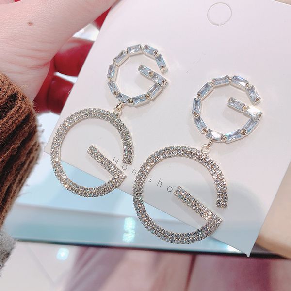 

fashion trendy cubic zircon letter g drop earring for women, Silver