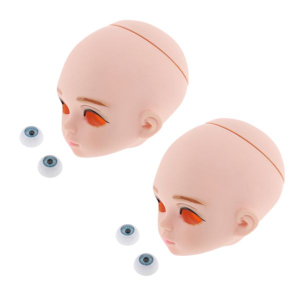 

2 pack of 1/3 ball jointed girl dolls face eyes dress makeup diy parts