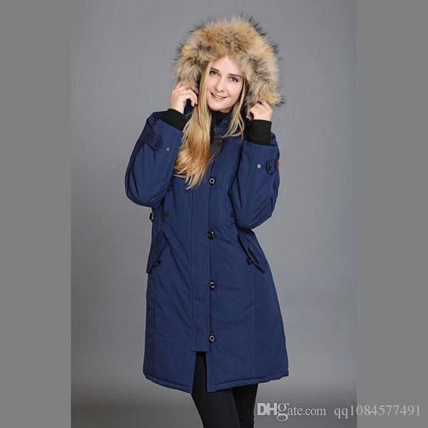 

new women long canada down jacket down coats womens outdoor warm feather goose winter jacket outwear jackets parkas size xs-2xl, Black