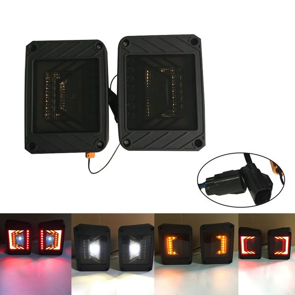 

eu/us version 2x rival series led tail lights for wrangler jk jku 2007-2018 w/smoke lens brake taillights