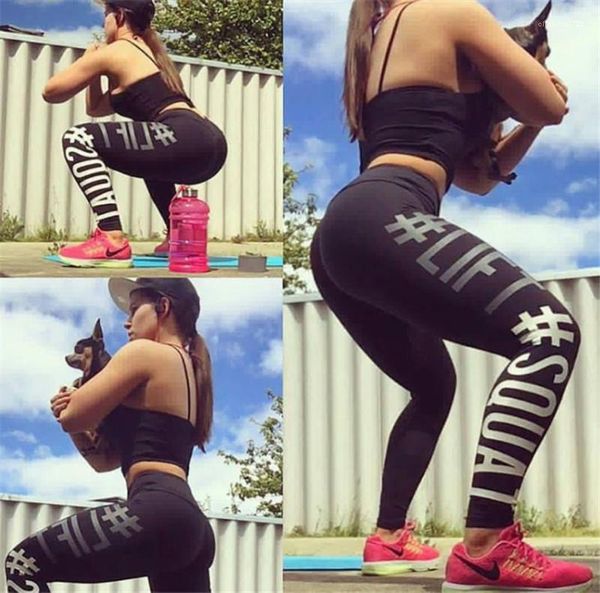 

pants fashion digital letter printed solid color high waisted yoga pants active style women pants summer womens sports, Black;white