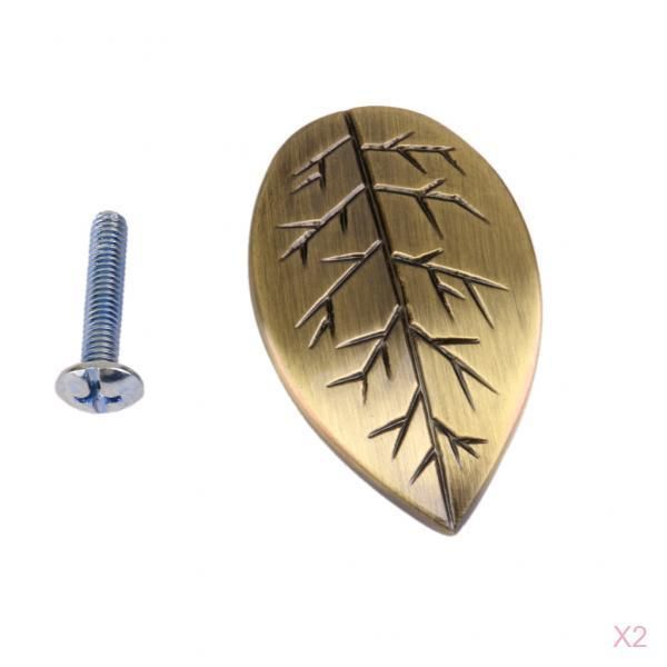 

2pcs leaf shape cabinet door drawer bin handle pull knob for home decor