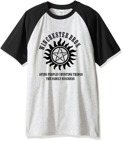 

2019 men's t-shirts summer short sleeve letter print winchester bros funny t shirts casual cotton raglan tshirt tee hipster, White;black
