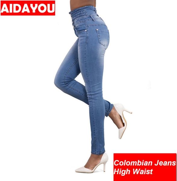 

colombian jeans bulifting skim fit colombianos levanta cola fit stretchy jeans high waist plus size & junior ouc450, Blue