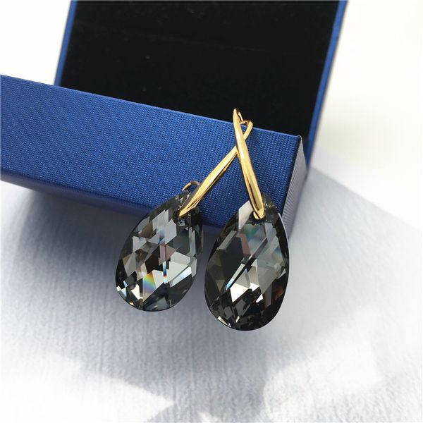 

ms betti crystals from swarovski angel teardrop hook earrings bijoux jewelry suplies for women dropship, Silver