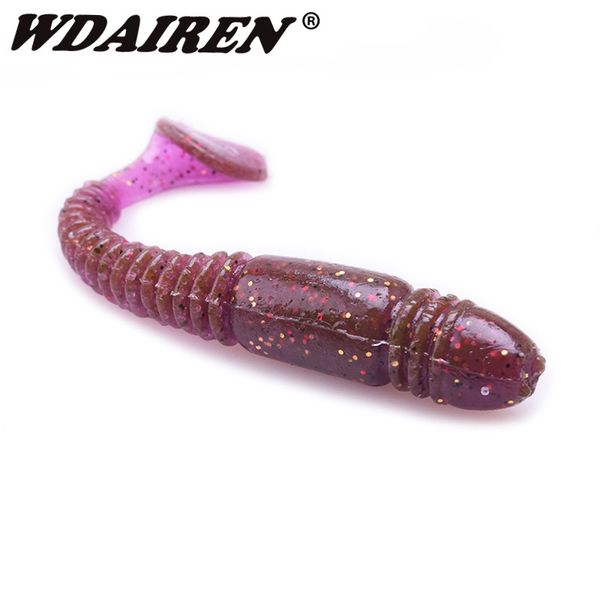 

10pcs/lot jig soft fishing bait 7.5cm 3g t tail soft fish swimbait bass worm lure artificial salt smell silicone lures