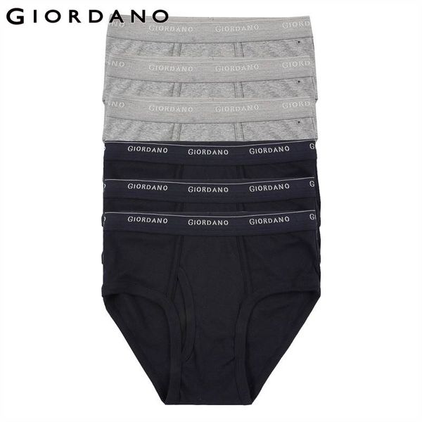 

giordano men underwear mens briefs 6pcs solid underwear men ropa interior hombre briefs cotton cueca masculina calzoncillos, Black;white